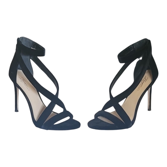 Imagine VINCE CAMUTO Devin Black Velvet Dress Sandals - Size 9.5 - Pre-owned - Picture 6 of 14